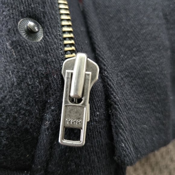 Murano Wool Blend Jacket Coat XL Men's Black Leather Trim Military Heavy 90s Y2k - Picture 16 of 16